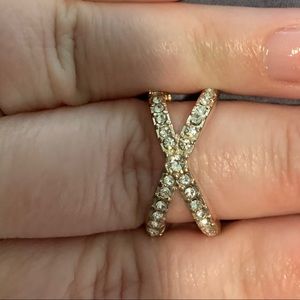 Fashion Yellow Gold Ring (Criss Cross) Size 8